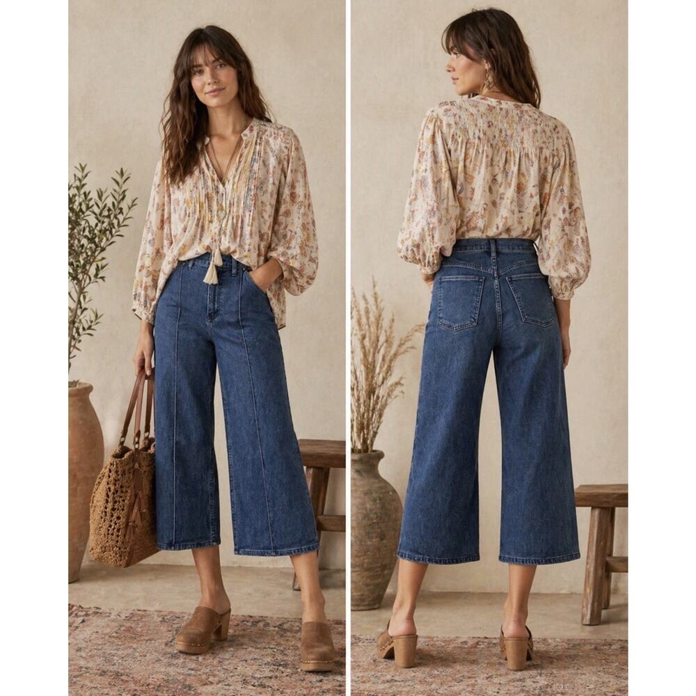 Anthropologie 3x1 Jeans Women’s Size 28 6 Wide Leg High Rise Crop Stretch USA